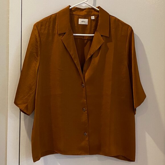 Aritzia Wilfred Beso Shirt | RICH CHESTNUT | Size L - Picture 2 of 4